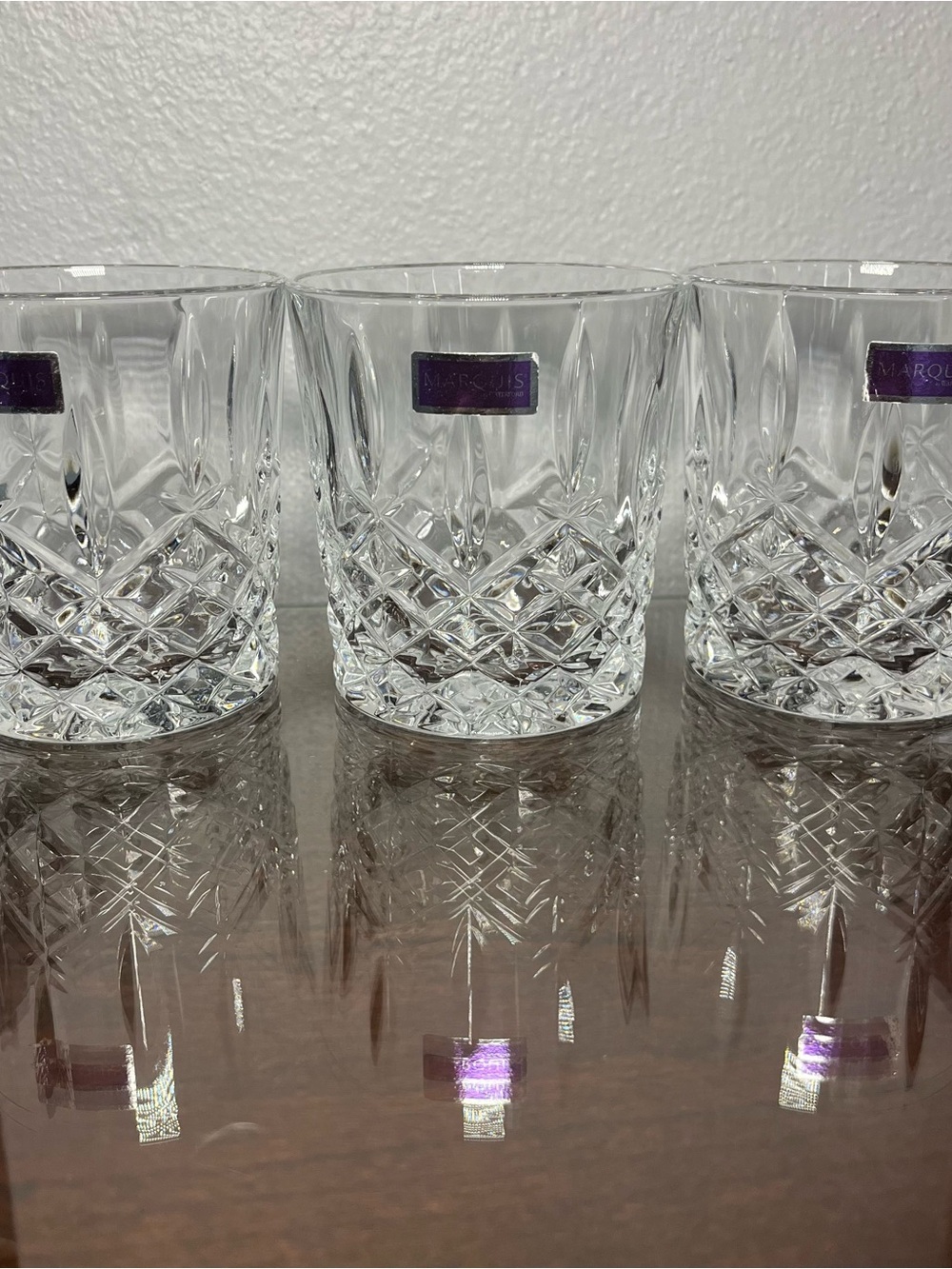 SET OF 3 Marquis by Waterford Markham Double Old Fashion Crystal Glasses NEW - Picture 8 of 15